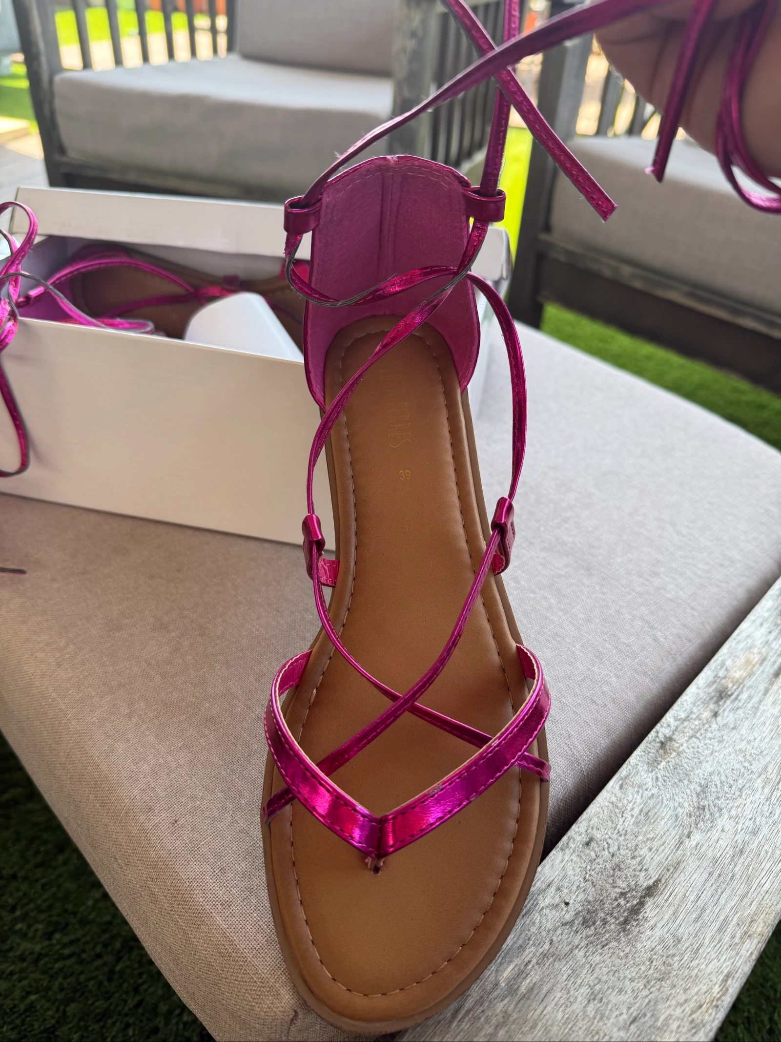 Fuchsia metaal Romeinse sandalen – photo 6